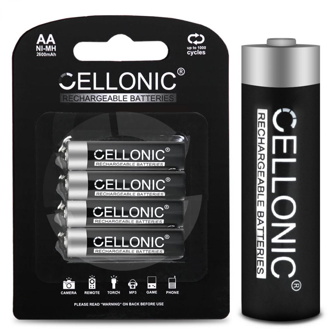 CELLONIC - CELLONIC® Piles Rechargeables AA - 2600mAh - préchargées, durables, Longue durée de Vie - 4X Accus Rechargeable AA (Mignon / HR6 / AA) Batteries - Piles rechargeables