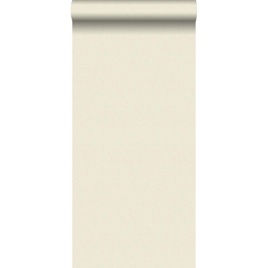 ESTAhome - ESTAhome papier peint uni mat avec texture de lin beige - 127643 - 53 cm x 10,05 m - Papier peint