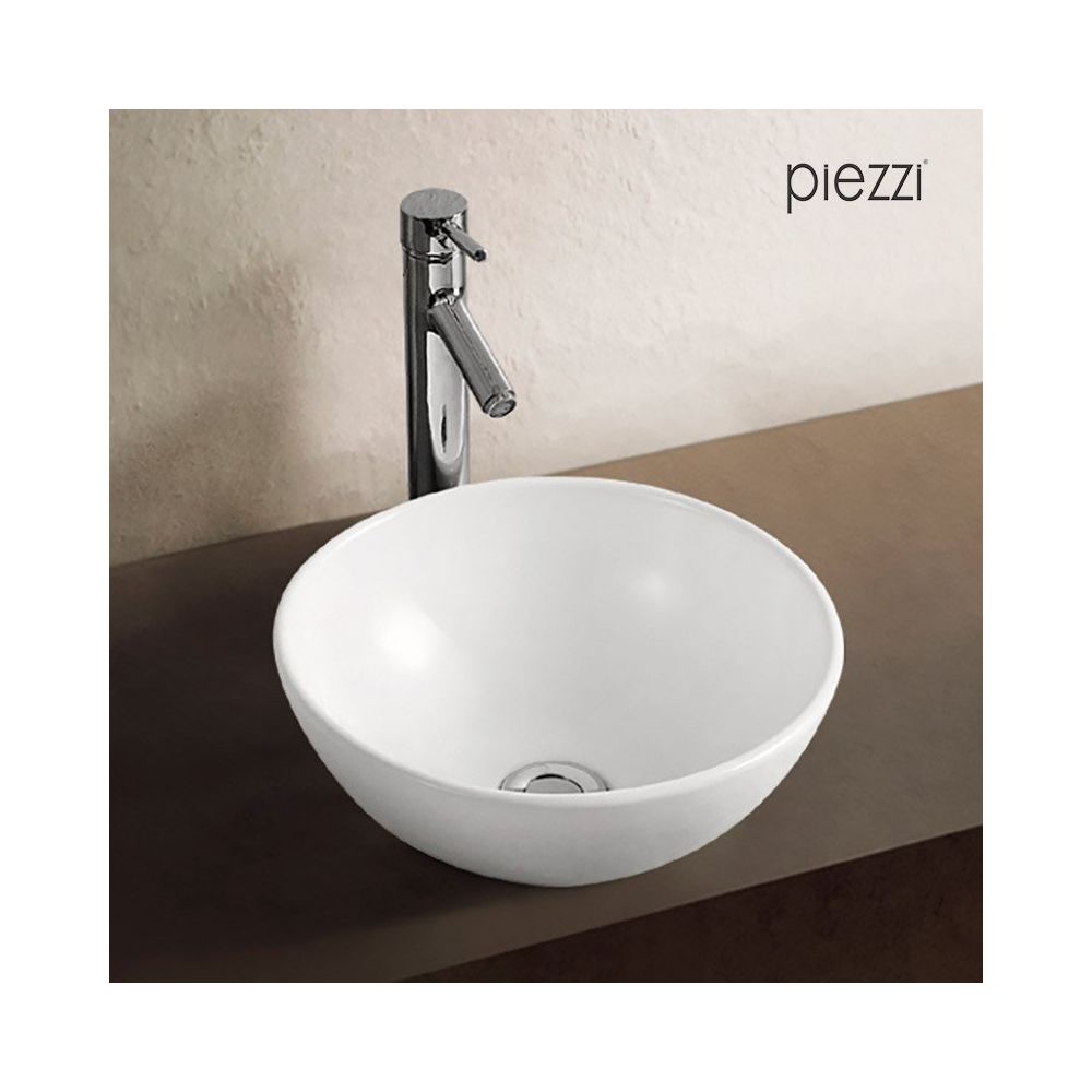Piezzi - Vasque à poser en céramique blanche, forme bol 32 cm - Rondo - Vasque