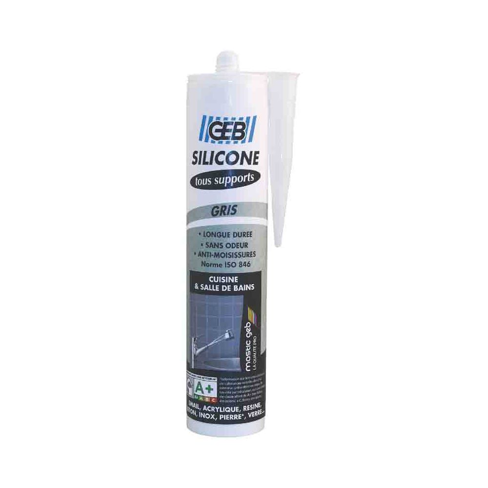 Geb - GEB - Silicone tous supports gris 280 ml - Mastic, silicone, joint