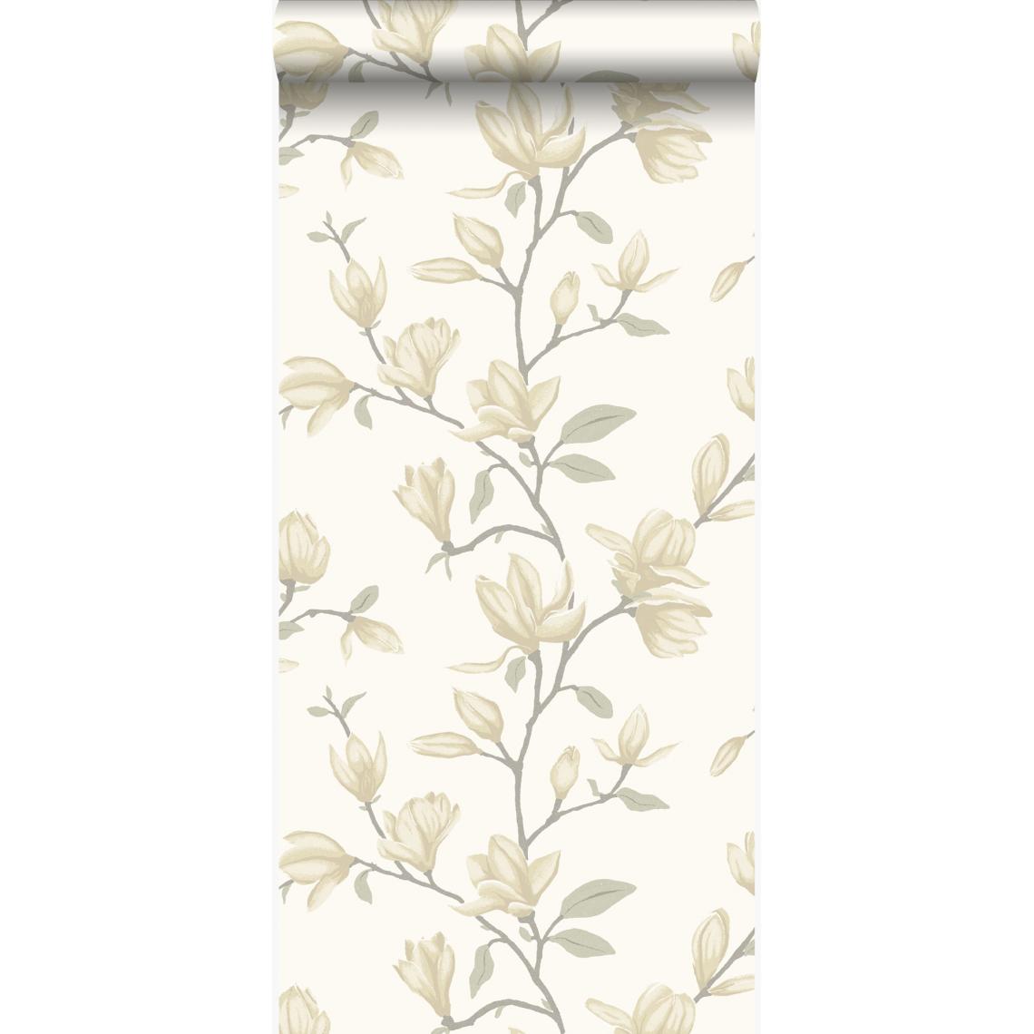Origin - Origin papier peint magnolia beige vanille - 347044 - 53 cm x 10,05 m - Papier peint