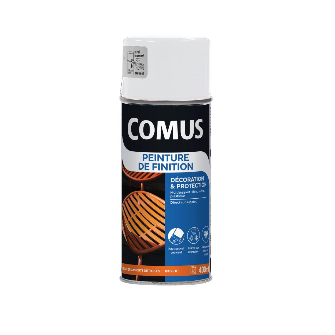 Comus - Aérosol Peinture de finition brillant blanc COMUS - 400ml - Peinture intérieure
