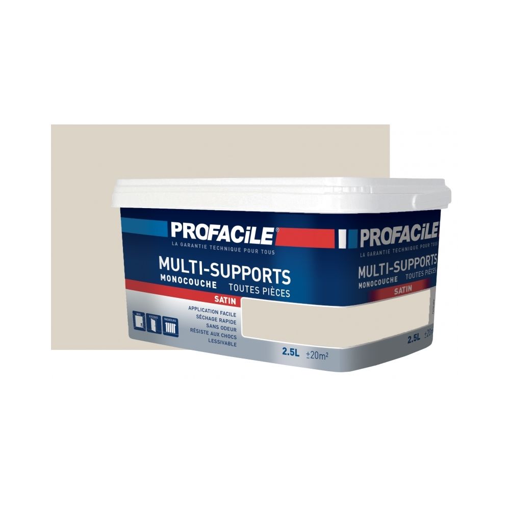 Profacile - Peinture intérieure multi-supports, PROFACILE-2.5 litres-Beige Clair - Peinture & enduit rénovation