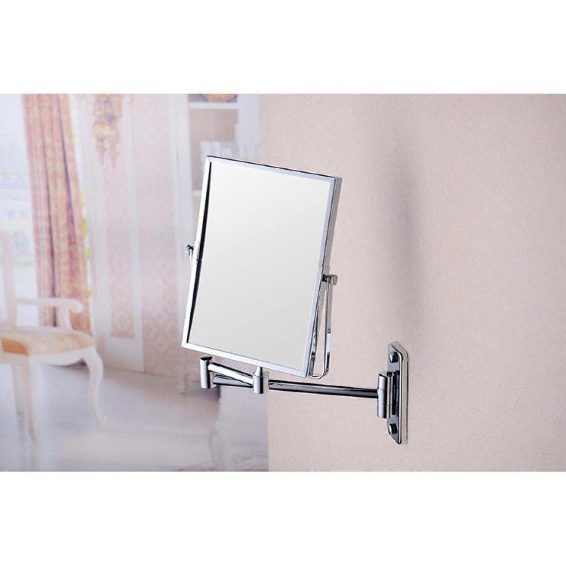Universal - Montage mural salle de bains miroir pliant espace aluminium miroir rétractable double face 3x loupe miroir de rasage | miroir de bain(Argent) - Miroir de salle de bain