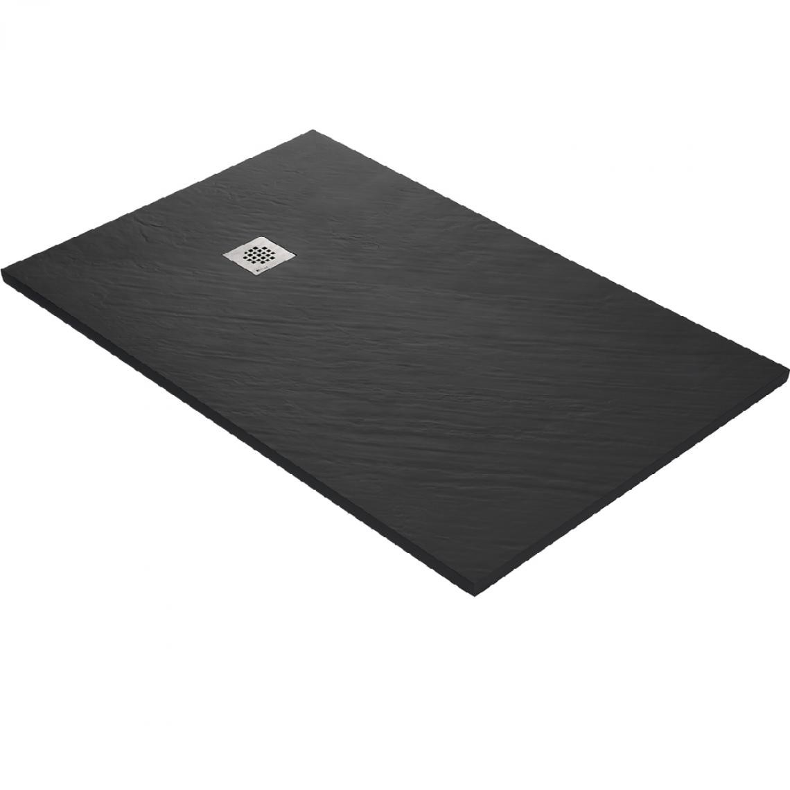 U-Tile - Receveur de douche 160 x 90 cm résine finition pierre noir - Receveur de douche