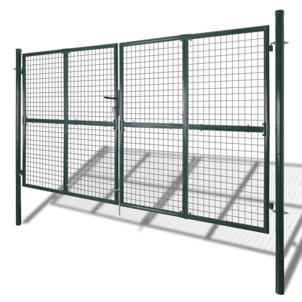 Vidaxl - Portail double pour clôture en acier laqué - 142025 | Vert - Portillon