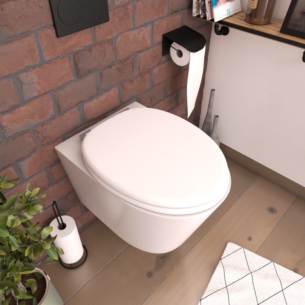 Galedo - Abattant pour WC BLANC MAT - en MDF et charnières en métal - WHITE MAT - Abattant WC