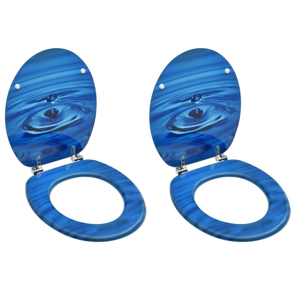 Vidaxl - vidaXL Sièges de toilette avec couvercle 2 pcs MDF Bleu Gouttes d'eau - Abattant WC