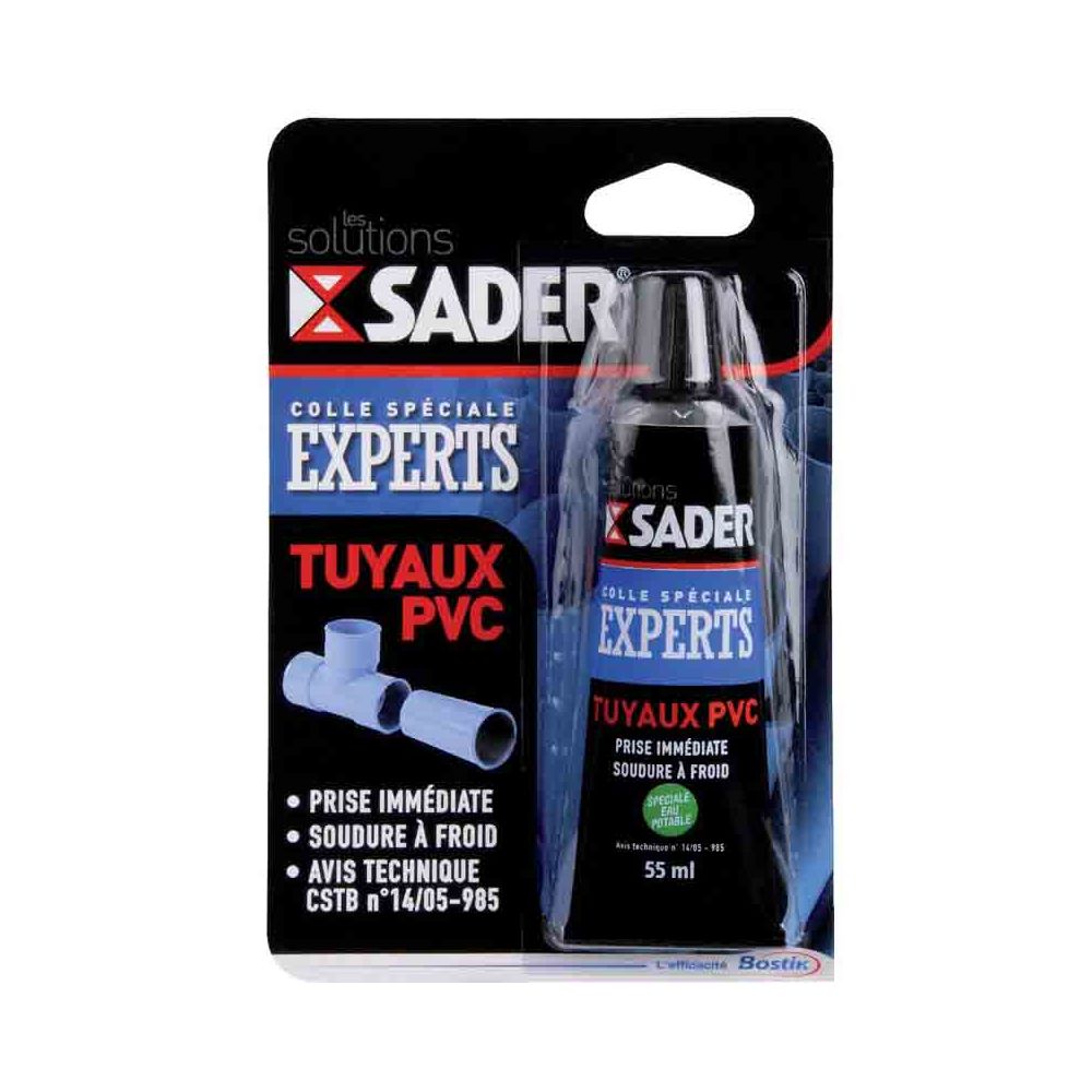 Sader - SADER - Colle tuyau PVC 55ml - Mastic, silicone, joint