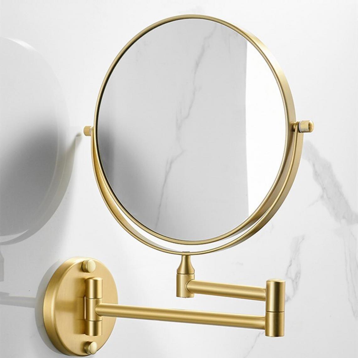 Universal - Miroir de maquillage miroir de salle de bains en cuivre et or 3 loupes X pliage rasage(Or) - Miroir de salle de bain