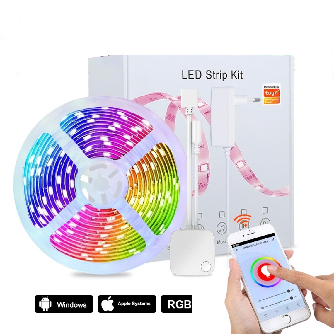 Lampesecoenergie - Kit de bandes lumineuses 5 Metre RGB WIFI compatibles avec Alexa, Google Assistant - Ruban LED