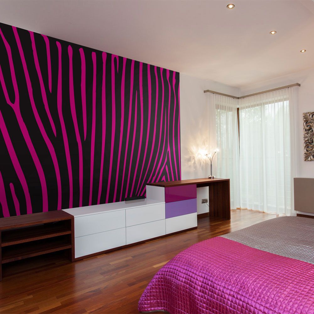 Bimago - Papier peint - Zebra pattern (violet) - Décoration, image, art | Fonds et Dessins | Matelassé | - Papier peint