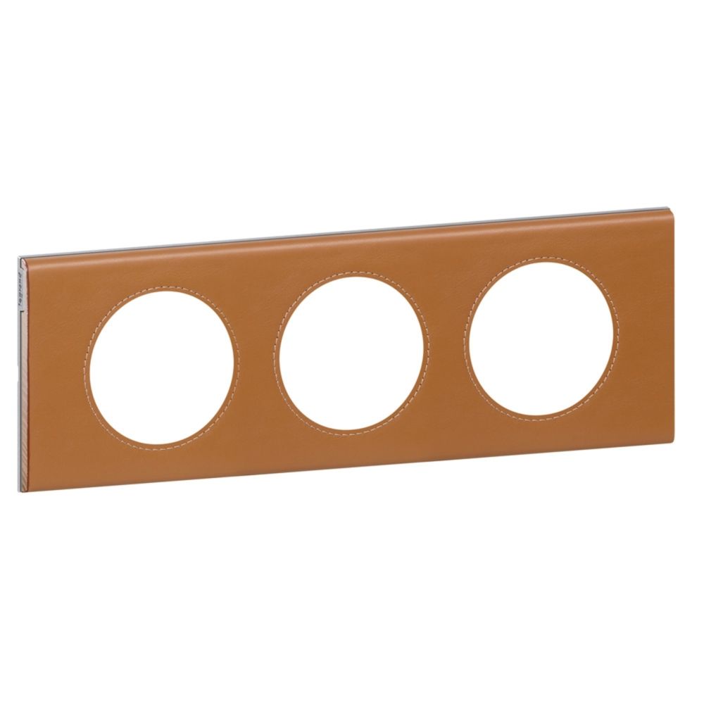 Legrand - plaque céliane 3 postes cuir caramel - Interrupteurs et prises en saillie