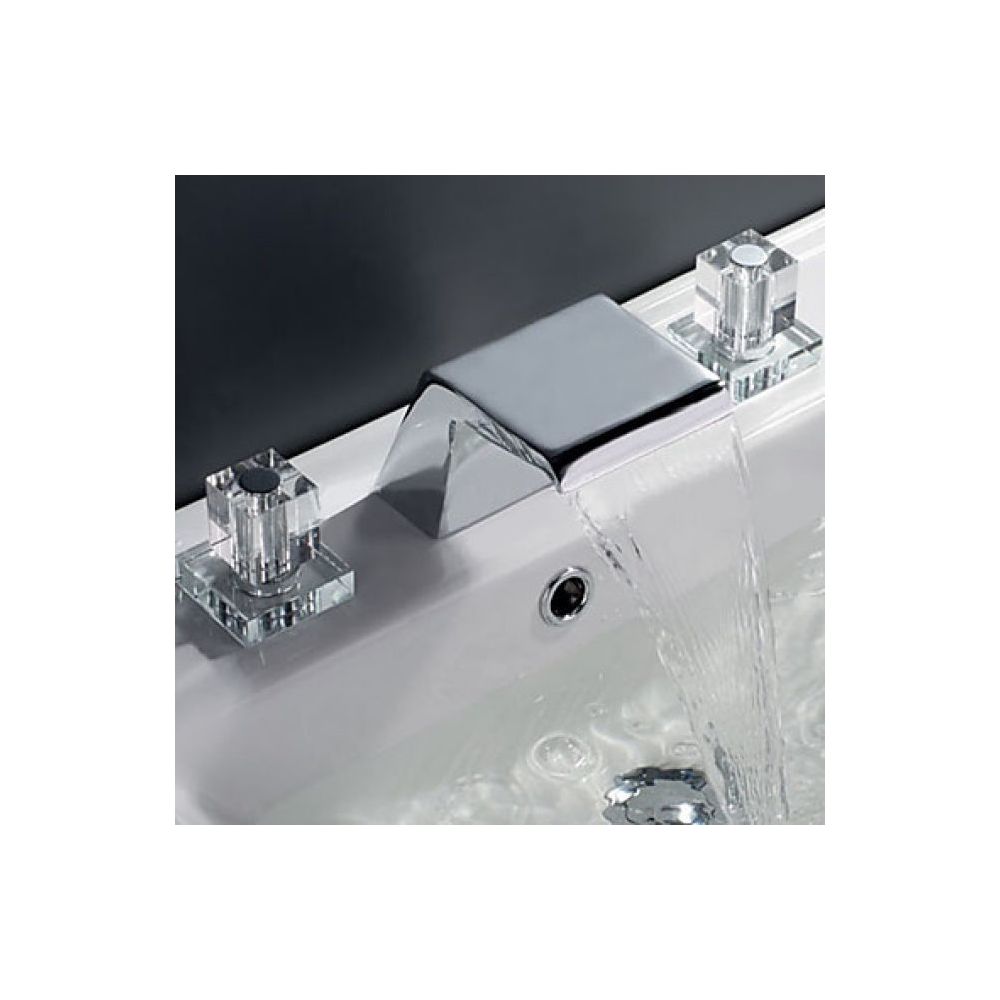 Lookshop - Robinet de lavabo muni de deux poignées en cristal, style contemporain - Robinet de lavabo