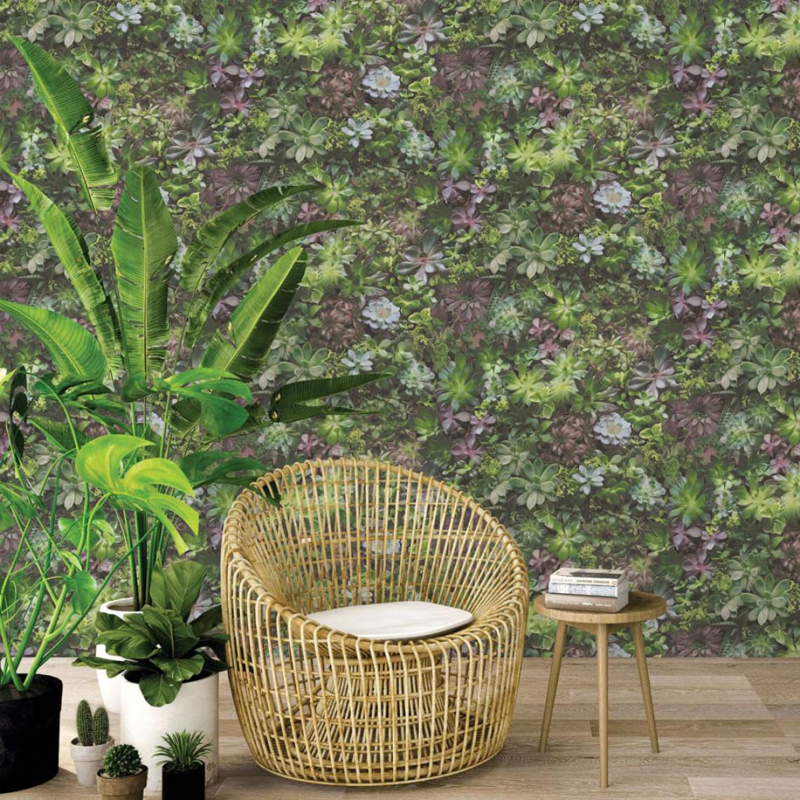 Evergreen - Evergreen Papier peint Succulent Vert et violet - Papier peint