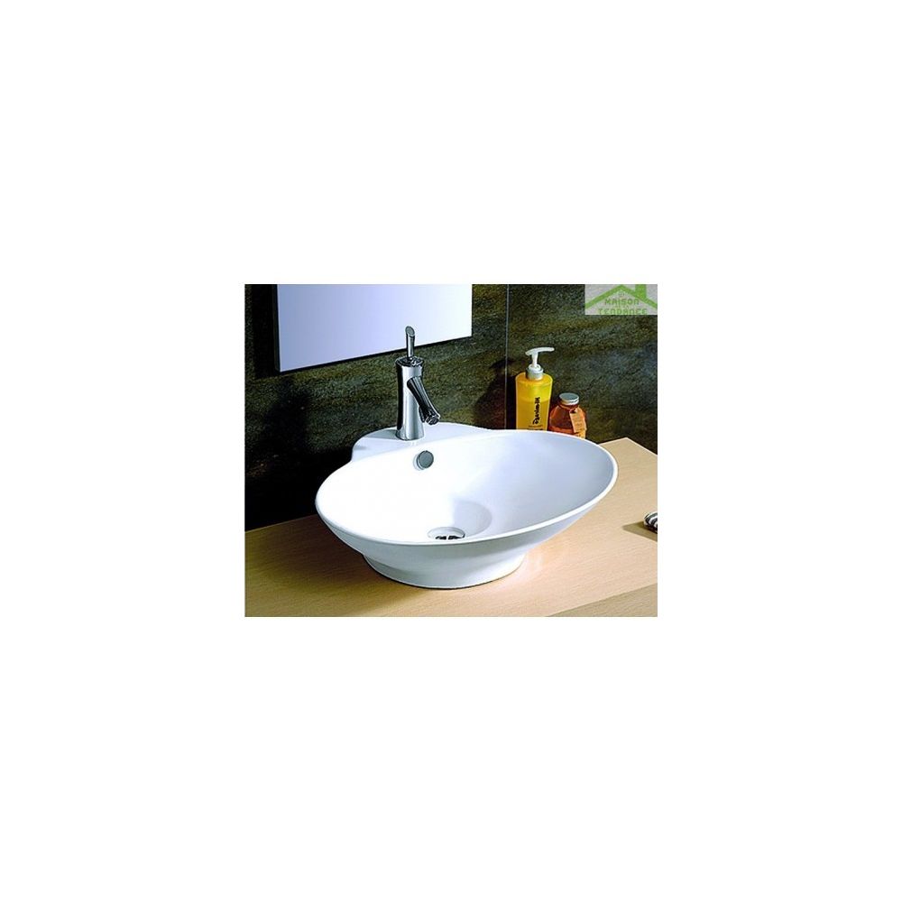 Karag - Vasque oval à poser sur un meuble de bain 61x49,5x20 cm en porcelaine - Lavabo