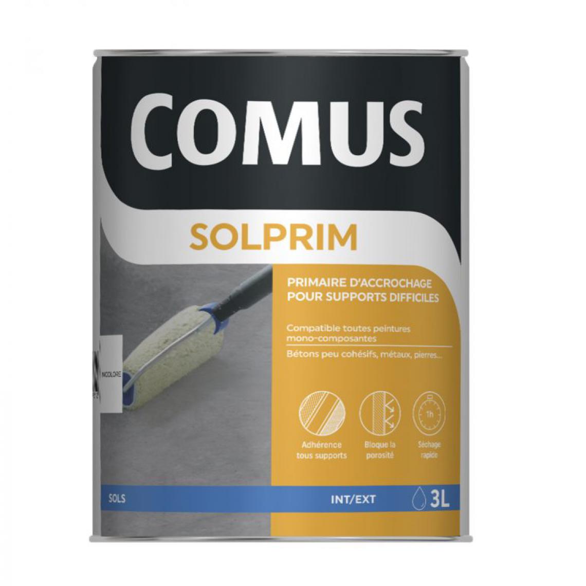Comus - sol'prim 3L - Primaire d'accrochage pour peinture monocomposante en phase aqueuse & solvant - COMUS - Peinture extérieure