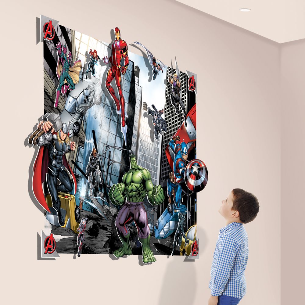 Walltastic - Poster XXL avec personnages en relief Avengers Marvel 3D pop out 122X152 cm - Papier peint