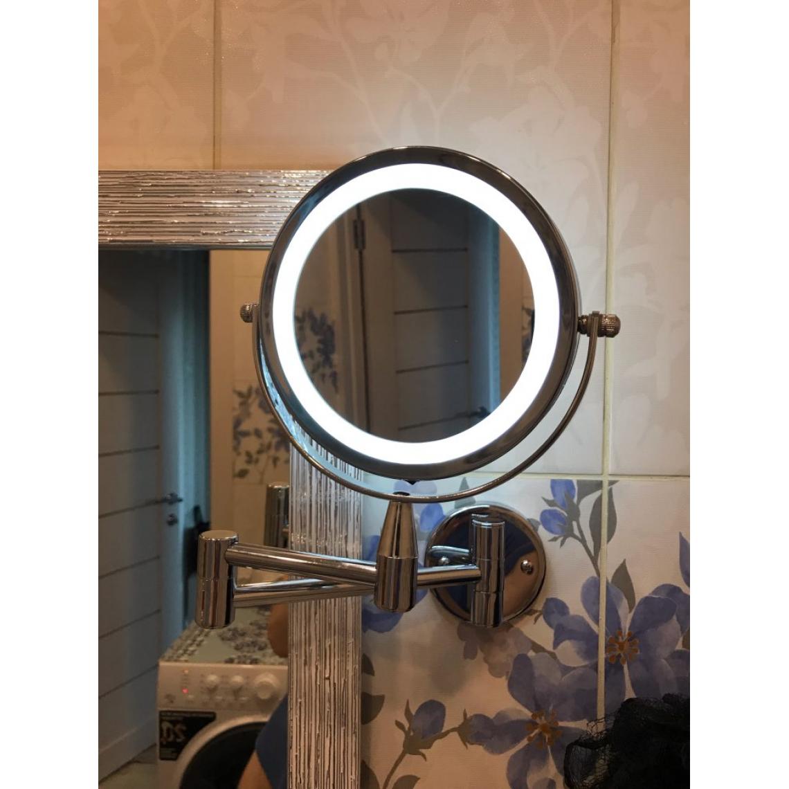 Universal - Lumière d'agrandissement, miroir de maquillage, fixation murale, salle de bains ajustable, bras étendus, 2 visages, miroir de maquillage(Argent) - Miroir de salle de bain