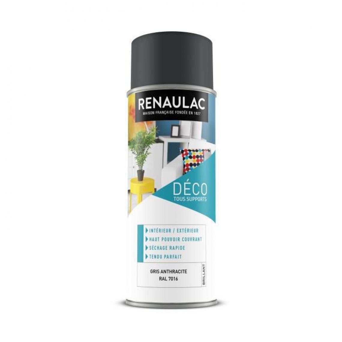 Renaulac - RENAULAC Peinture aerosol 0,4 L gris anthracite brillant - Peinture intérieure