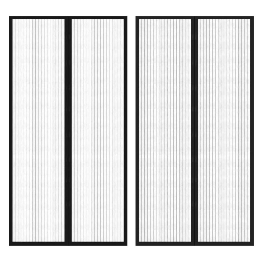 Vidaxl - Rideau de porte avec bande 210 x 100 cm 2 pcs Noir | Noir - Moustiquaire Fenêtre