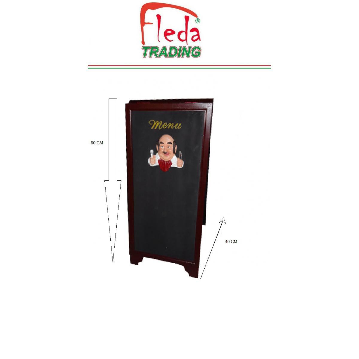 Fleda Trading - Marqueur de menu de tableau noir de chevalet double face 80x40 avec résine Cook - Plaque de liège