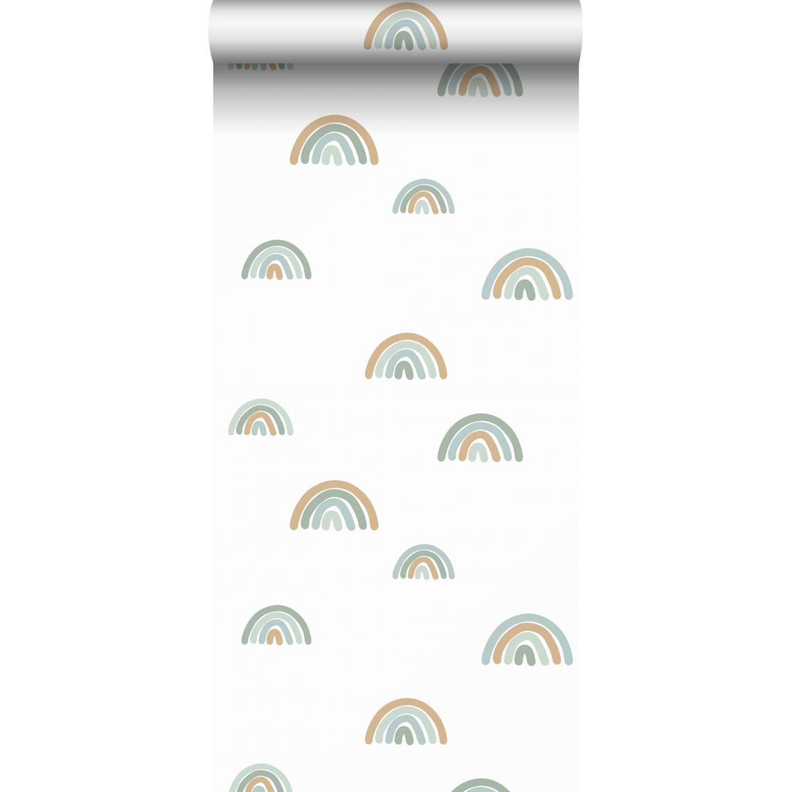 ESTAhome - ESTAhome papier peint arcs en ciel bleu gris, bleu clair et beige - 139254 - 0.53 x 10.05 m - Papier peint