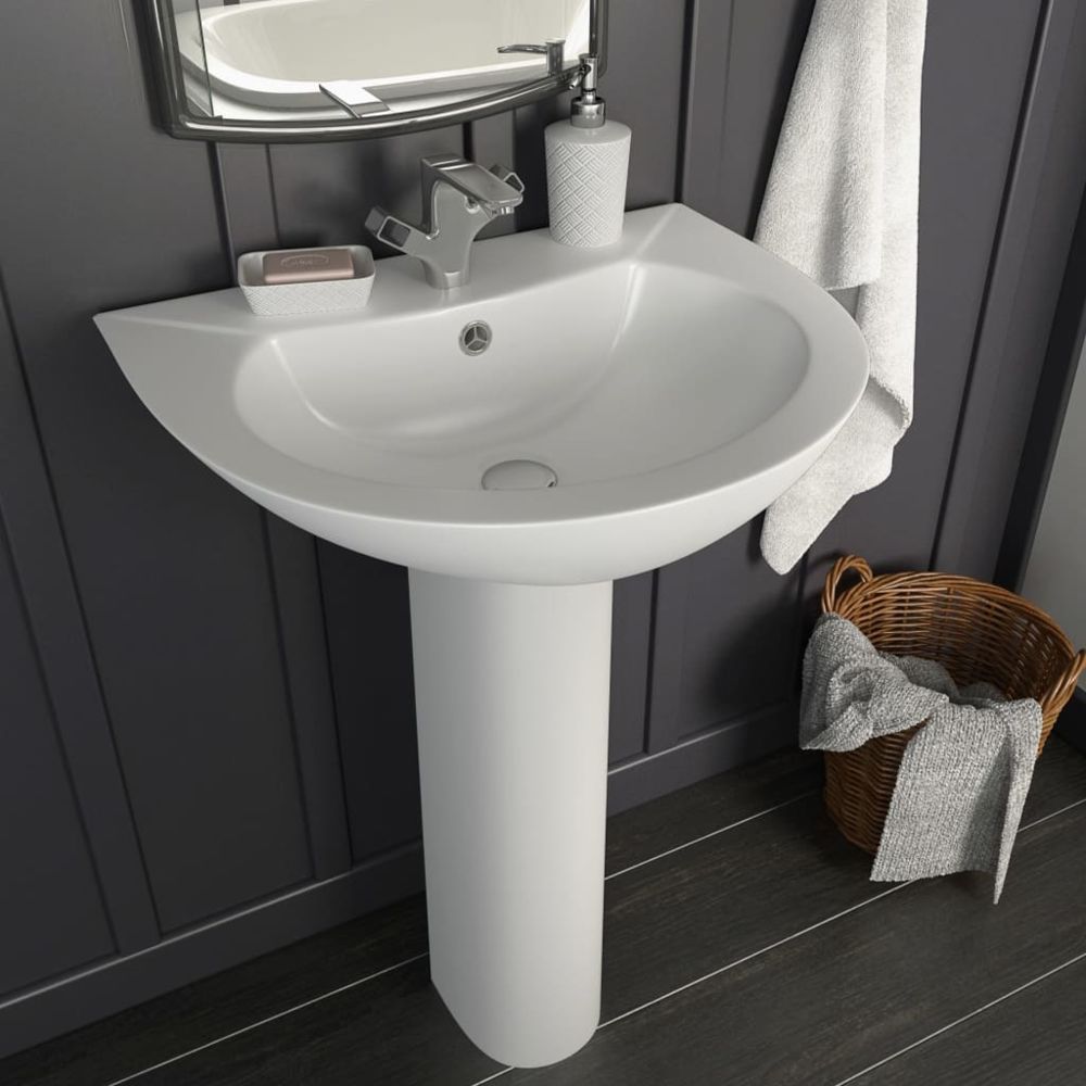 Vidaxl - Lavabo autoportant avec socle Céramique Blanc 520x440x190 mm - Équipements sanitaires - Éviers et lavabos - Lavabos | Blanc | Blanc - Lavabo
