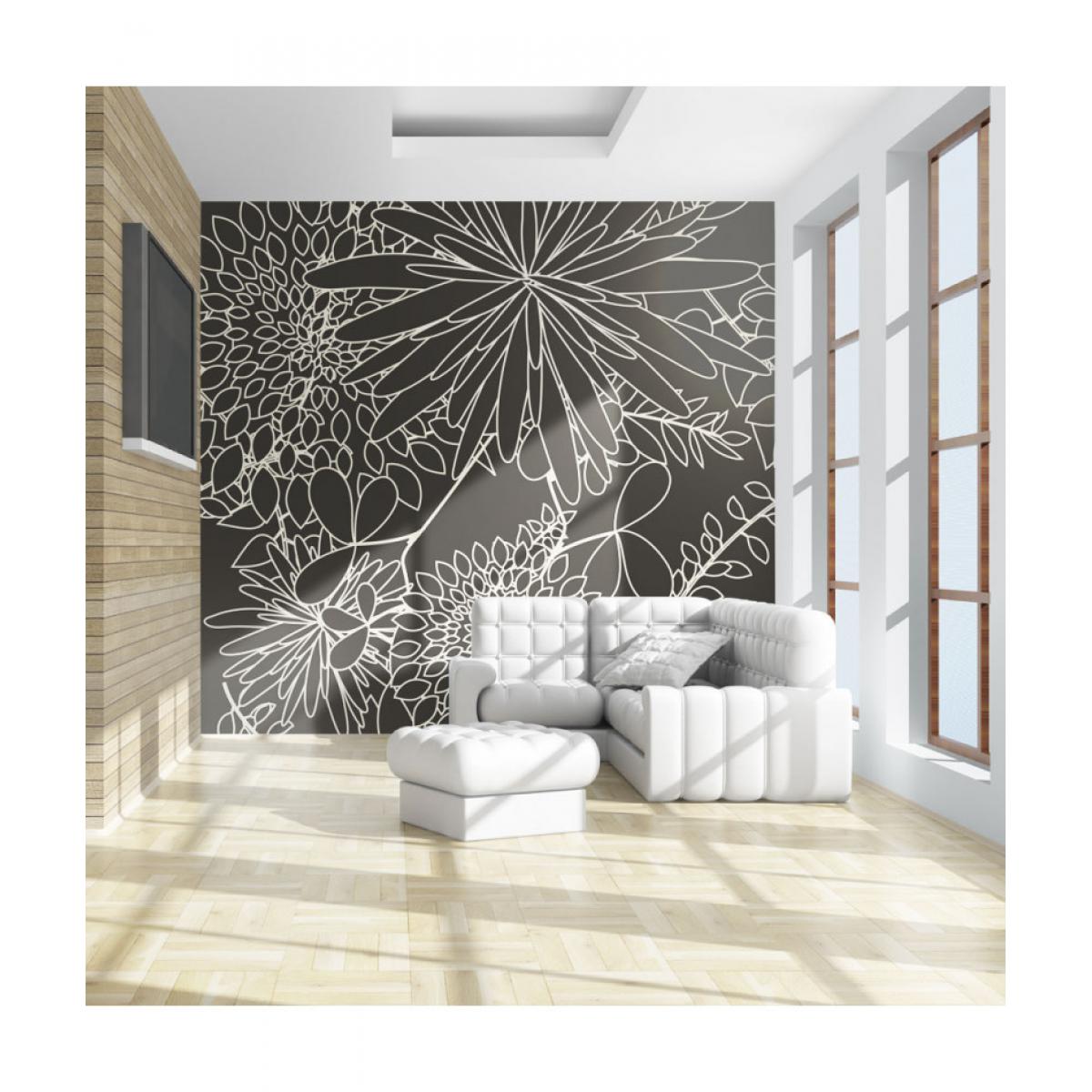 Artgeist - Papier peint - Motif floral noir et blanc 250x193 - Papier peint