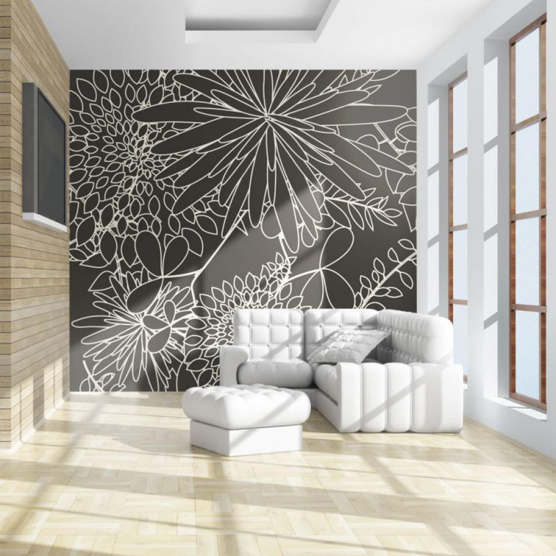 Artgeist - Papier peint - Motif floral noir et blanc .Taille : 400x309 - Papier peint