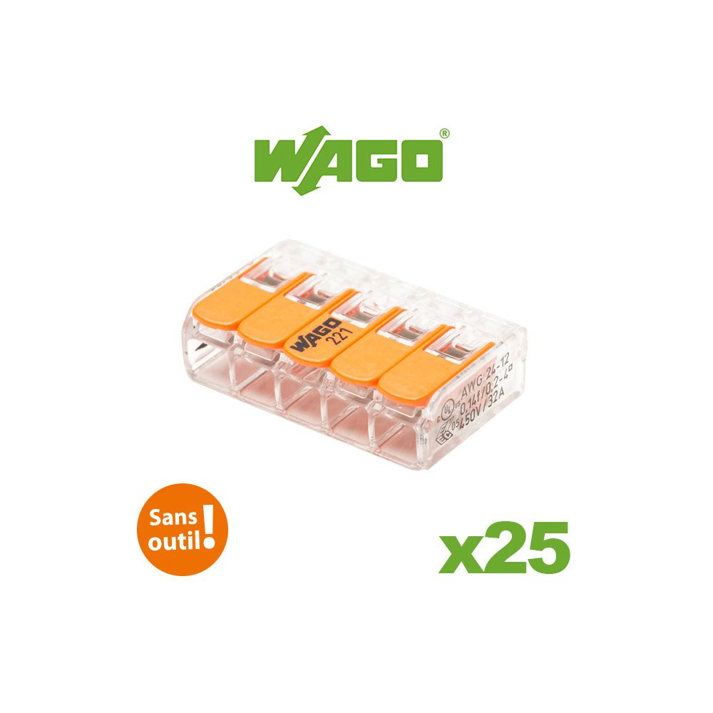 Wago - Wago - Bornes de connexion automatique S221 5 entrées par 25 - Accessoires de câblage