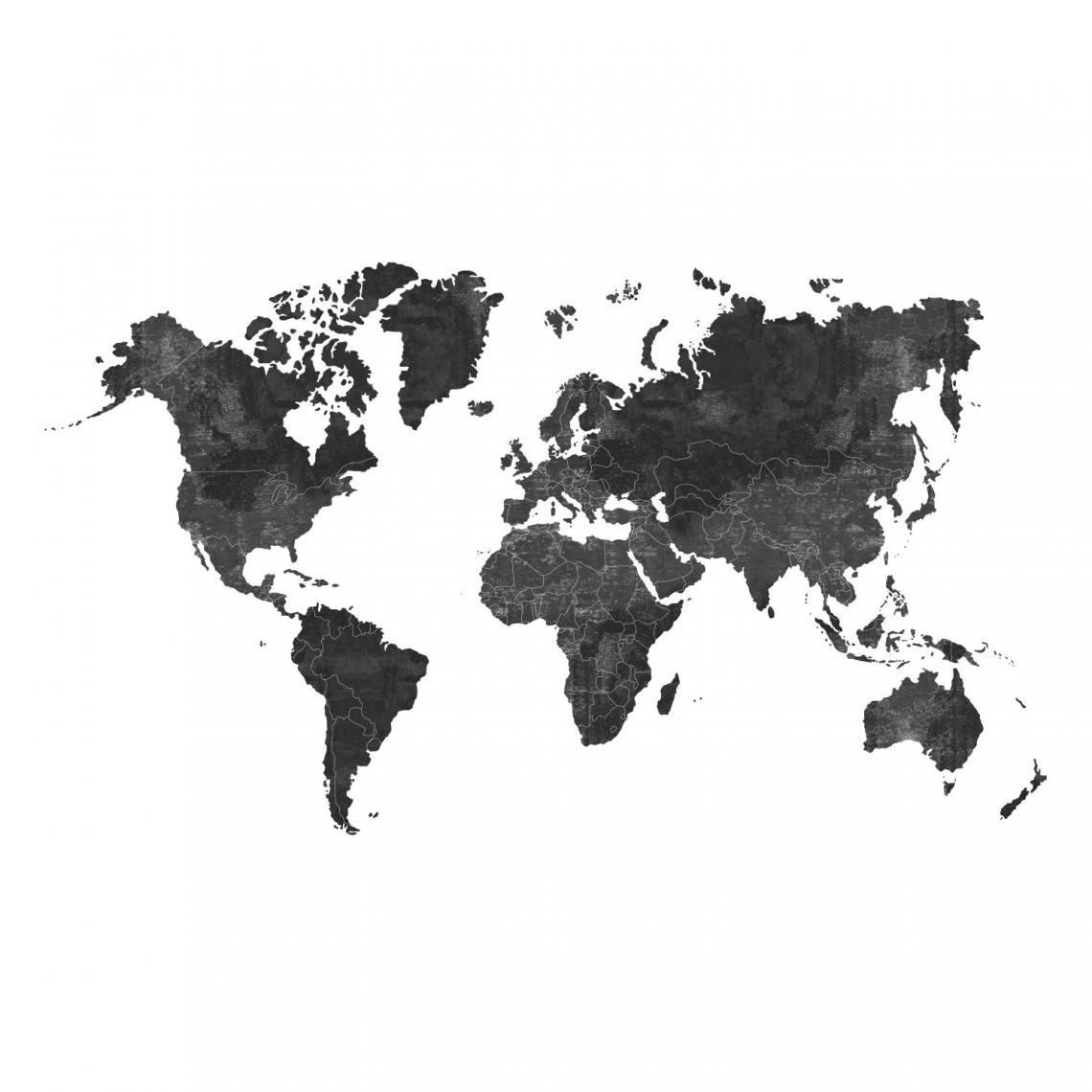 ESTAhome - ESTAhome papier peint panoramique carte du monde gris charbon de bois - 158941 - 3 x 3 m - Papier peint
