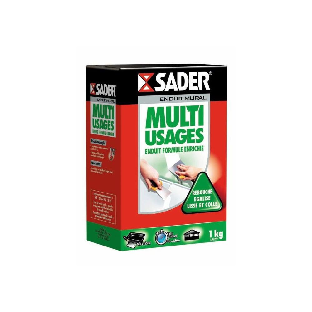 Sader - SADER Boîte Enduit Multi-usages Poudre - 1kg - Peinture & enduit rénovation