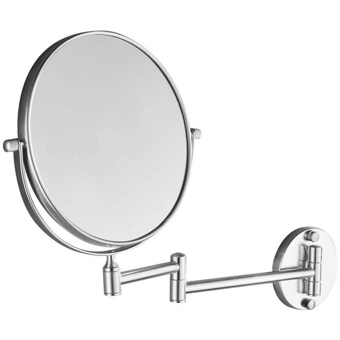 Universal - Miroir de toilette mural réglable bras pliant étendu commode miroir de toilette double face(Argent) - Miroir de salle de bain