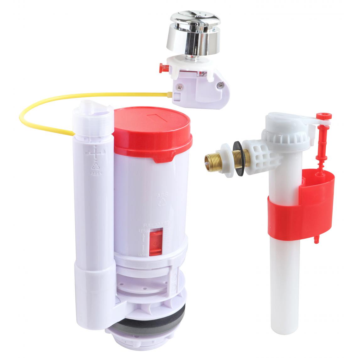 Somatherm For You - Pack mécanisme WC à câble double chasse + Robinet flotteur alimentation latérale - Chasse d'eau