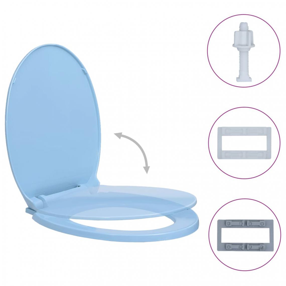 Icaverne - Icaverne - Sièges de toilettes et de bidets collection Siège de toilette à fermeture en douceur Bleu Ovale - Abattant WC