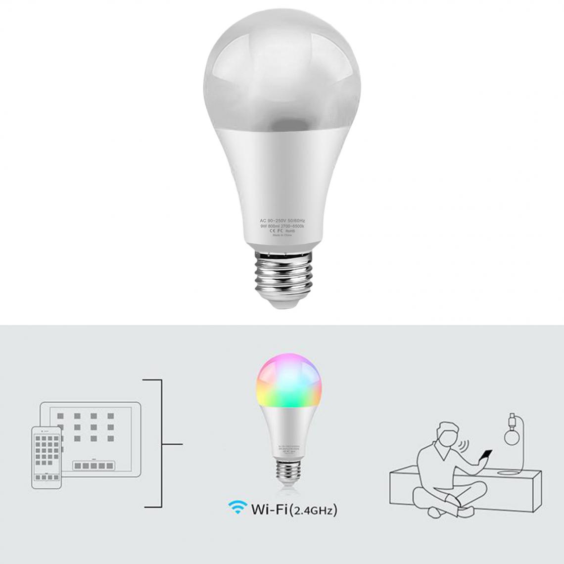 NC - Ampoule LED Wifi RGBCW 1050LM E26 E27 Dimmable Lampe Pour Alexa Xiaoai Tuya - Ampoules LED