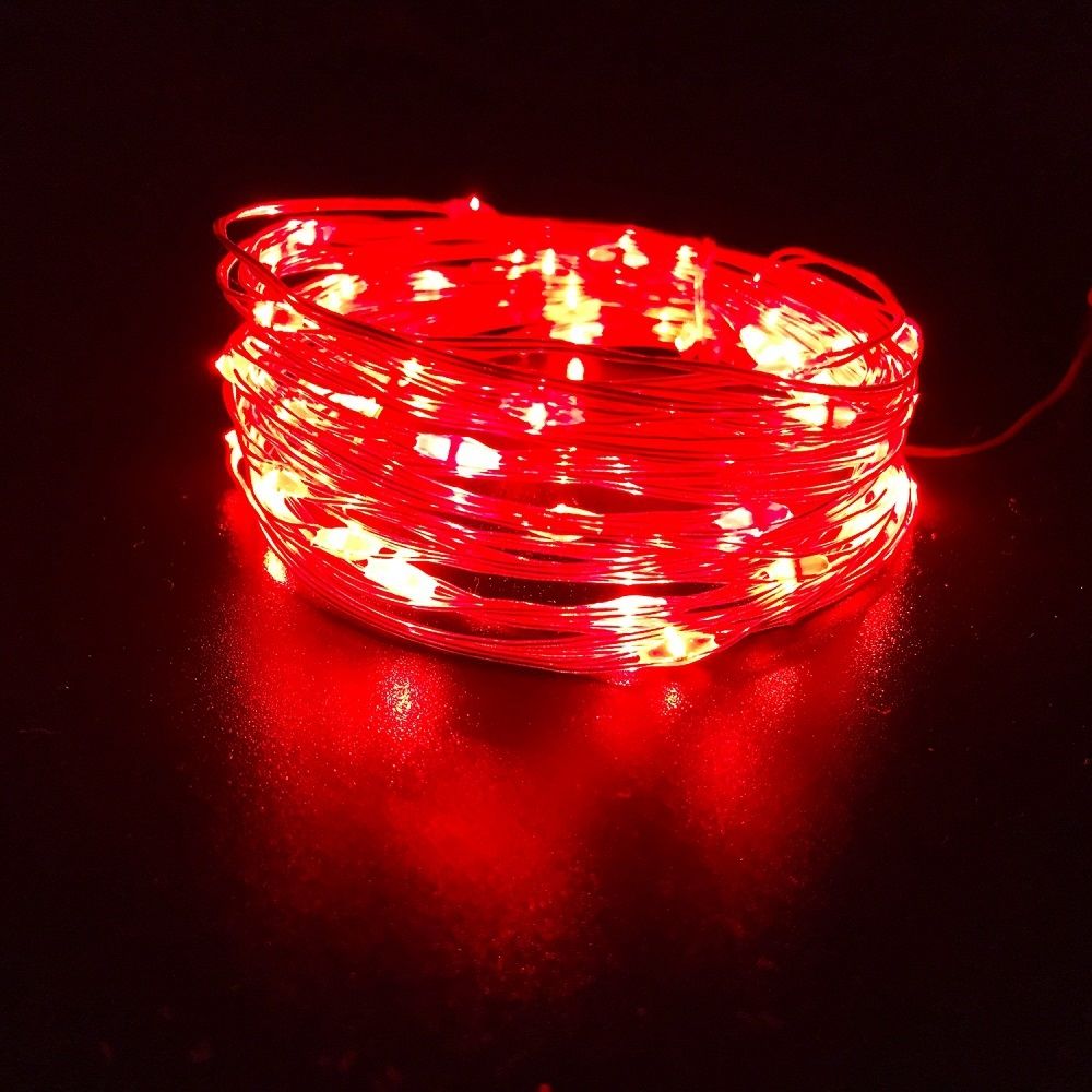 marque generique - 5M guirlandes lumineuses pour Patio Micro 50 Red Ray LED alimenté par batterie 4.5V - Ruban LED