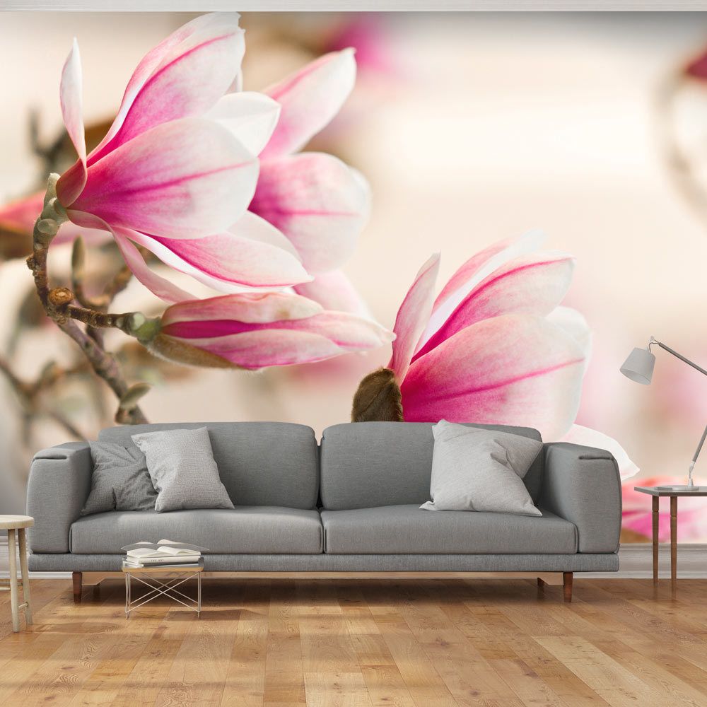 Bimago - Papier peint - Branch of magnolia tree - Décoration, image, art | Fleurs | Magnolias | - Papier peint