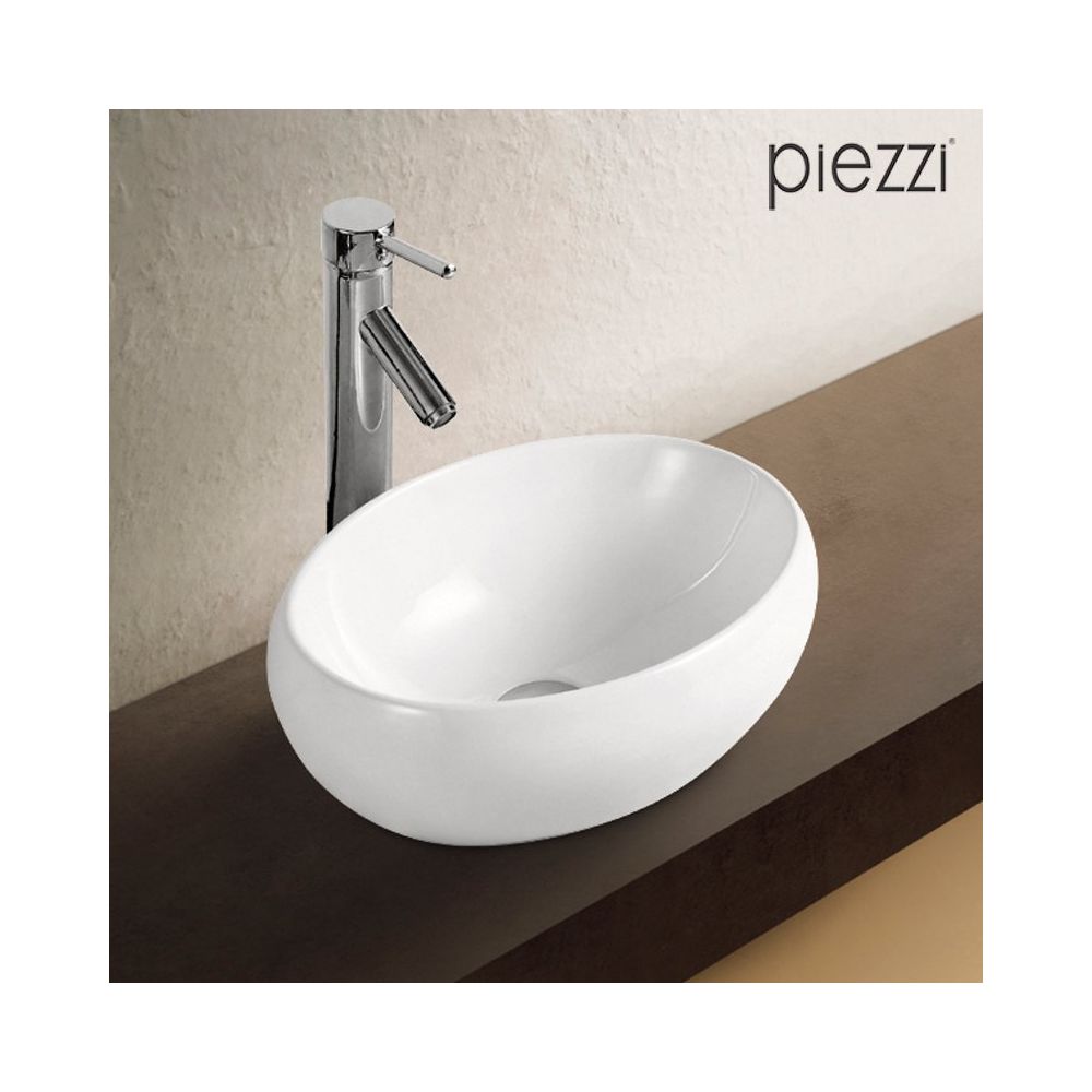 Piezzi - Vasque ovale en céramique blanche - Carina - Vasque