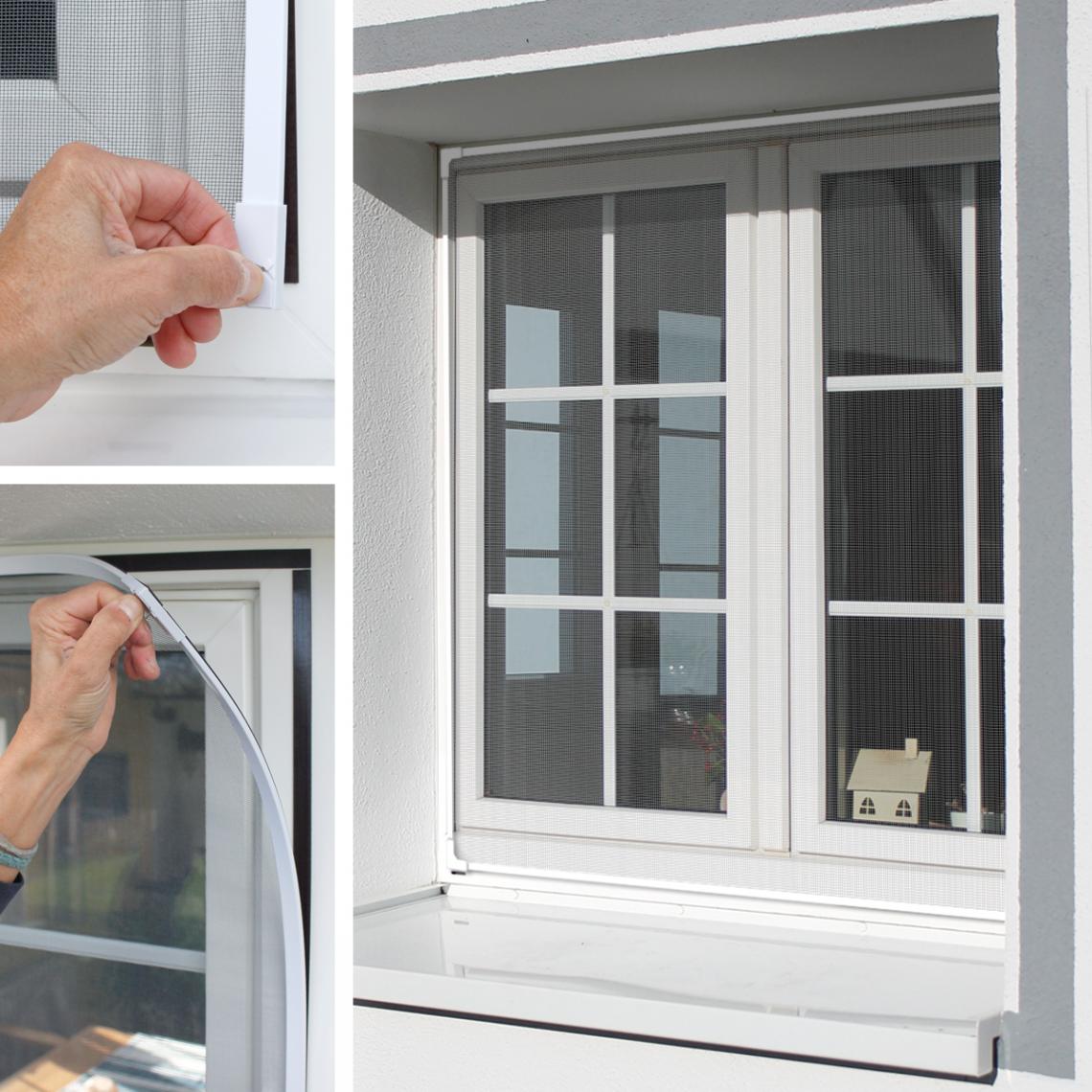 Ecd Germany - Moustiquaire fenêtre cadre magnétique blanc 130x150 protection contre insectes - Moustiquaire Fenêtre