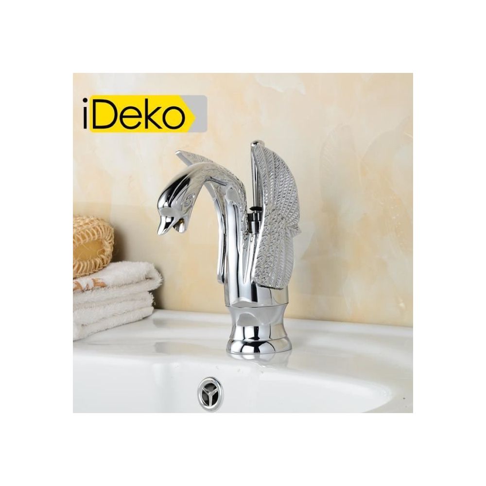 Ideko - iDeko®Robinet Mitigeur lavabo,baignoire ,vasque chrome Cygne élégant & Flexible - Lavabo