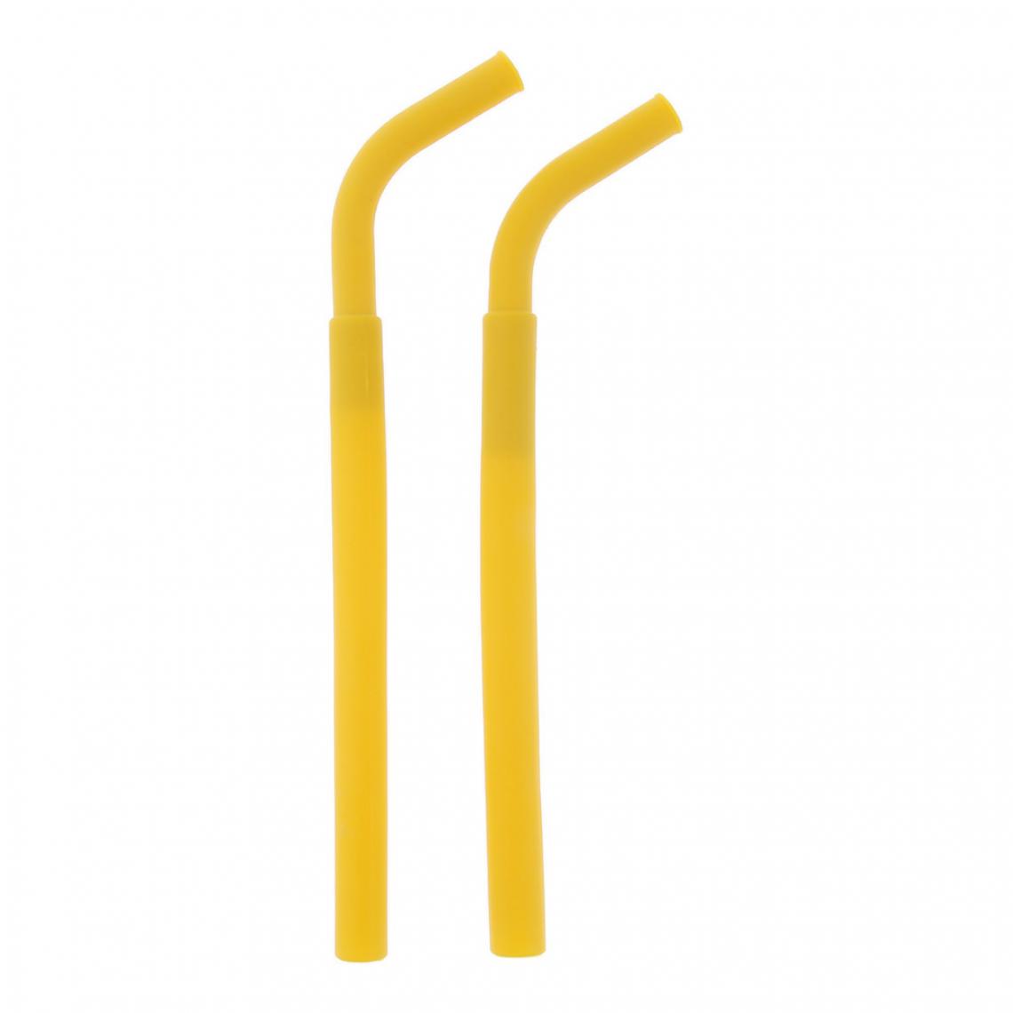 marque generique - 2pcs pailles droites flexibles réutilisables en silicone jaune foncé - Kitchenette