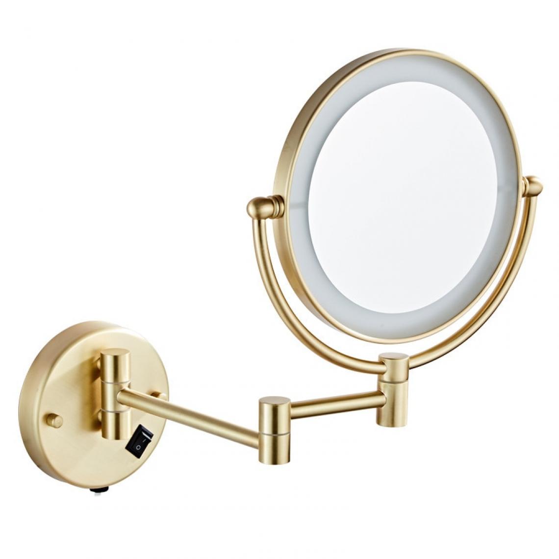 Universal - Miroir de maquillage Montage mural 8 pouces en laiton 3x/1x loupe Brosse or pliant miroir de maquillage miroir de maquillage cadeau pour madame | miroir de salle de bains(Or) - Miroir de salle de bain
