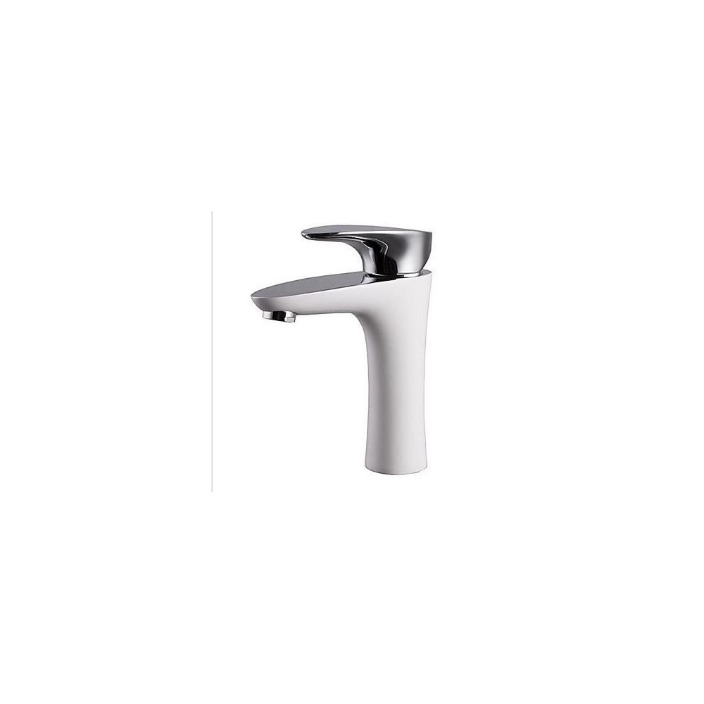 Ideko - iDeko® Robinet Mitigeur lavabo contemporain corps céramique blanc poignée chromée unique robinet lavabo - Lavabo