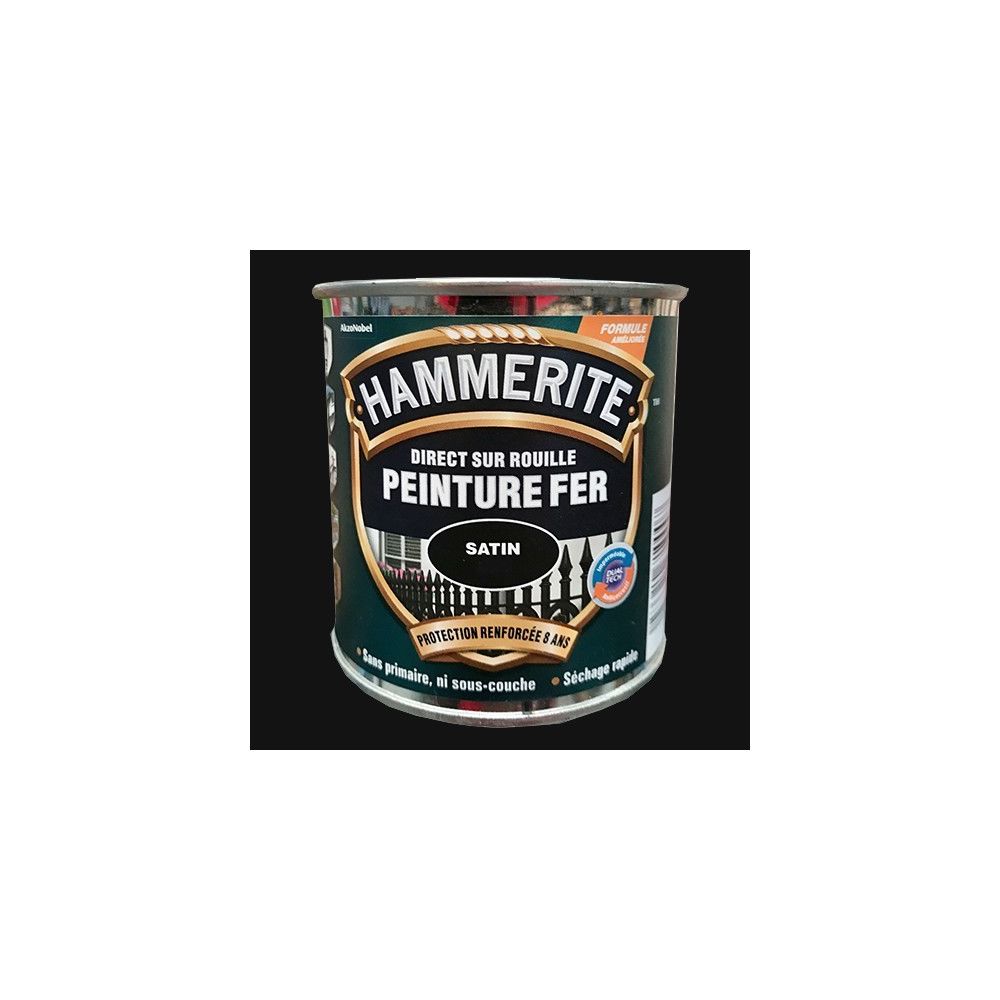 Hammerite - Peinture Fer Hammerite Direct sur Rouille Noir Satin - Peinture extérieure