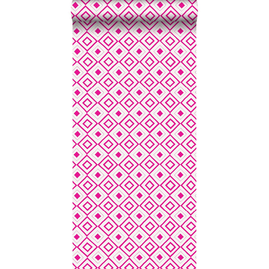 ESTAhome - ESTAhome papier peint à carreaux rose bonbon - 138862 - 0.53 x 10.05 m - Papier peint