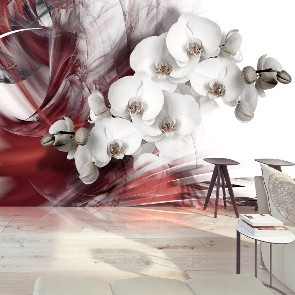 marque generique - 300x210 Papier peint Orchidées Fleurs Contemporain Orchid in red - Papier peint