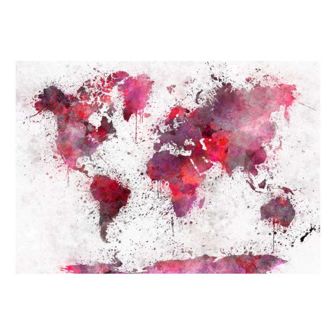 Artgeist - Papier peint - World Map: Red Watercolors .Taille : 300x210 - Papier peint