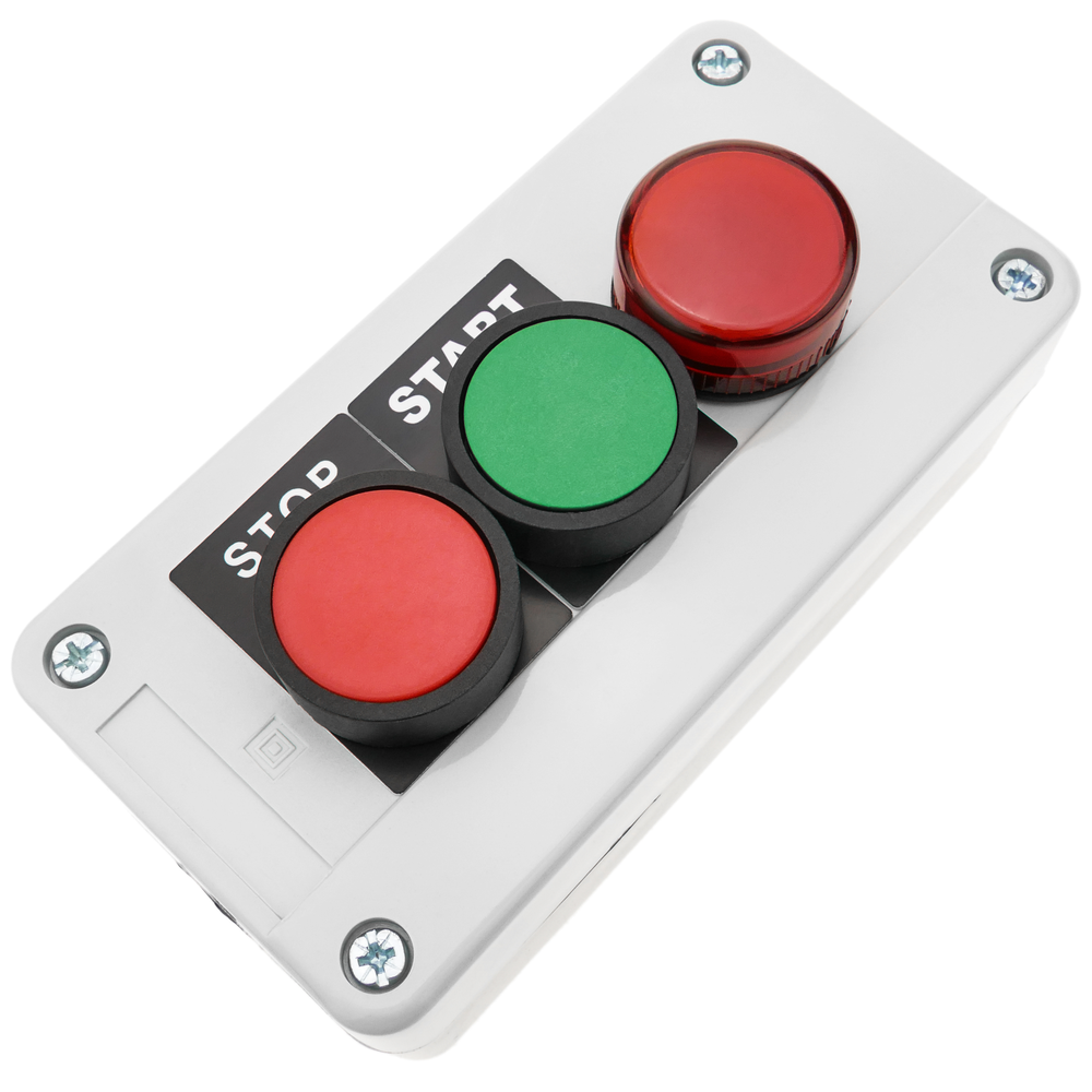 Bematik - Boîte de commande avec 2 boutons poussoirs momentanés vert 1NO rouge 1NC avec lumière LED - Interrupteurs et prises étanches